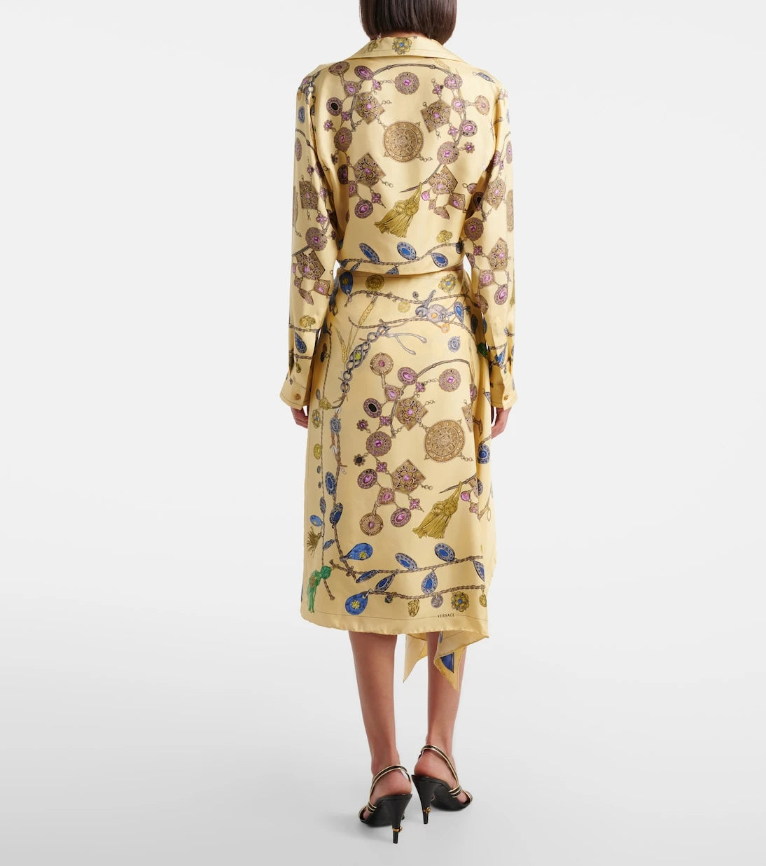 Versace - Printed silk twill wrap skirt