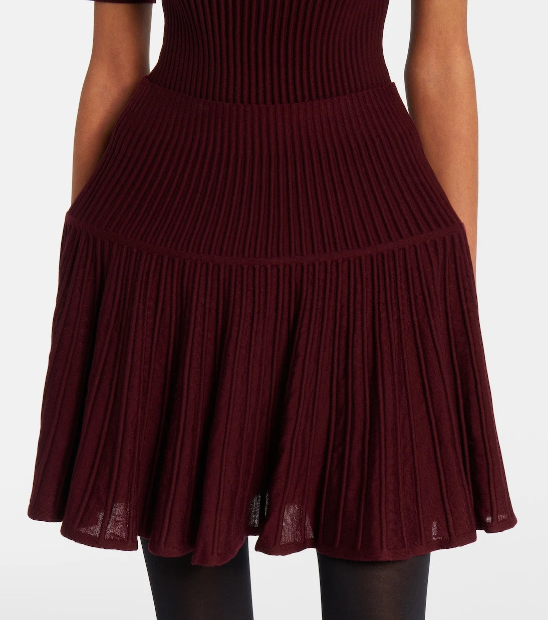 Alaïa - Ribbed-knit wool-blend miniskirt
