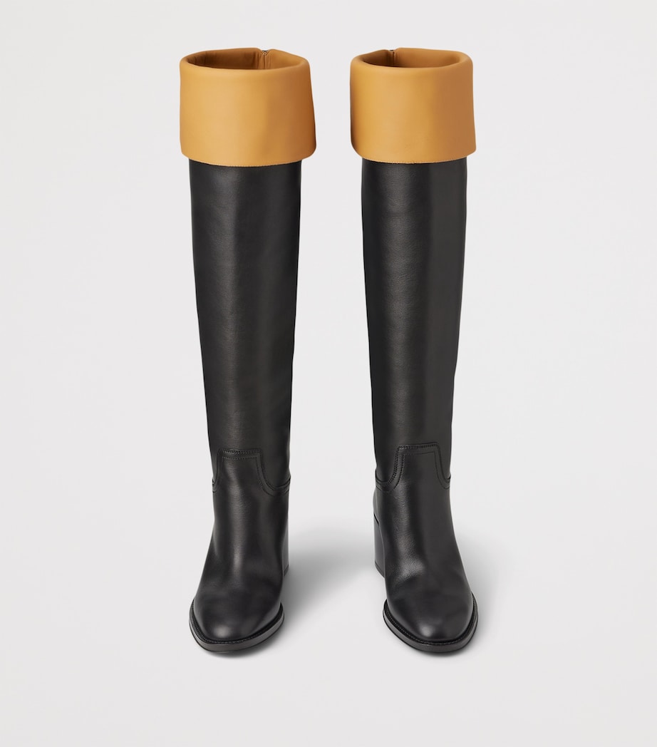 Ralph Lauren Collection Black Leather Barnet Boots 55