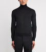Isaia Black Wool-Silk-Cashmere Rollneck Sweater