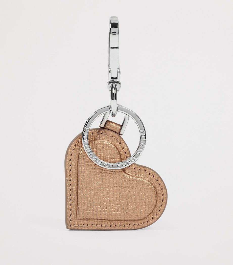 Metallic Panama Leather Heart Keyring