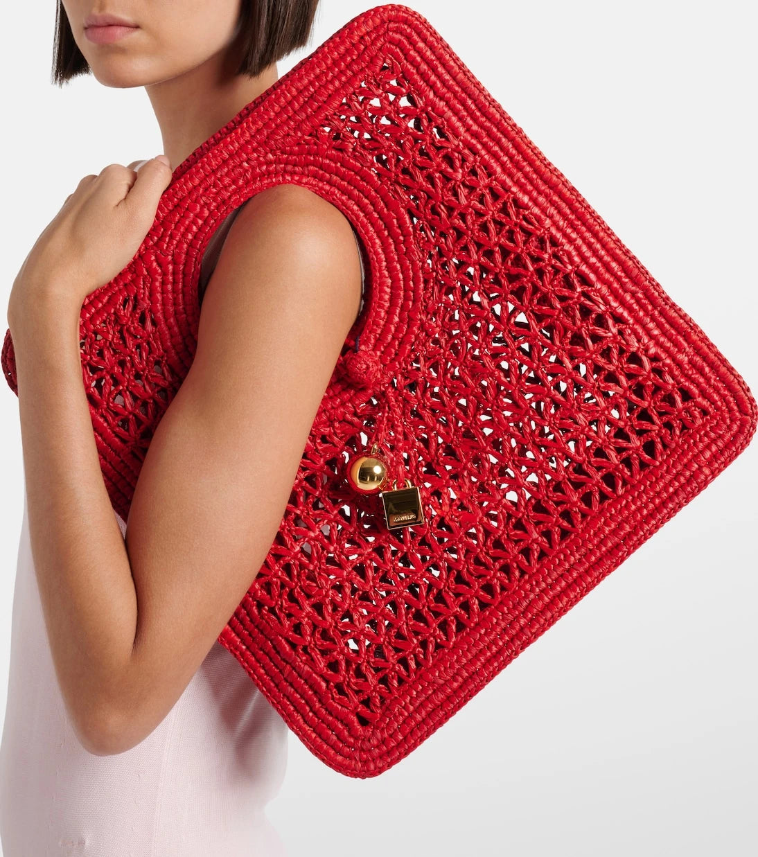 Jacquemus - Spiaggia Small raffia top-handle bag