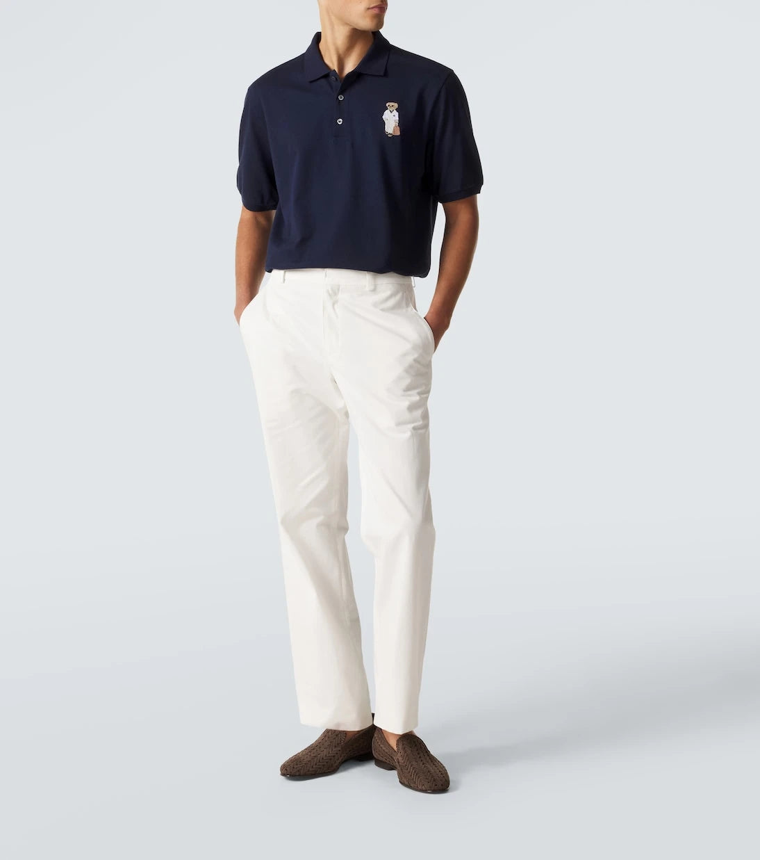 Ralph Lauren Purple Label - Embroidered cotton and cashmere polo shirt
