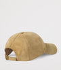 Beige Suede Embroidered Baseball Cap