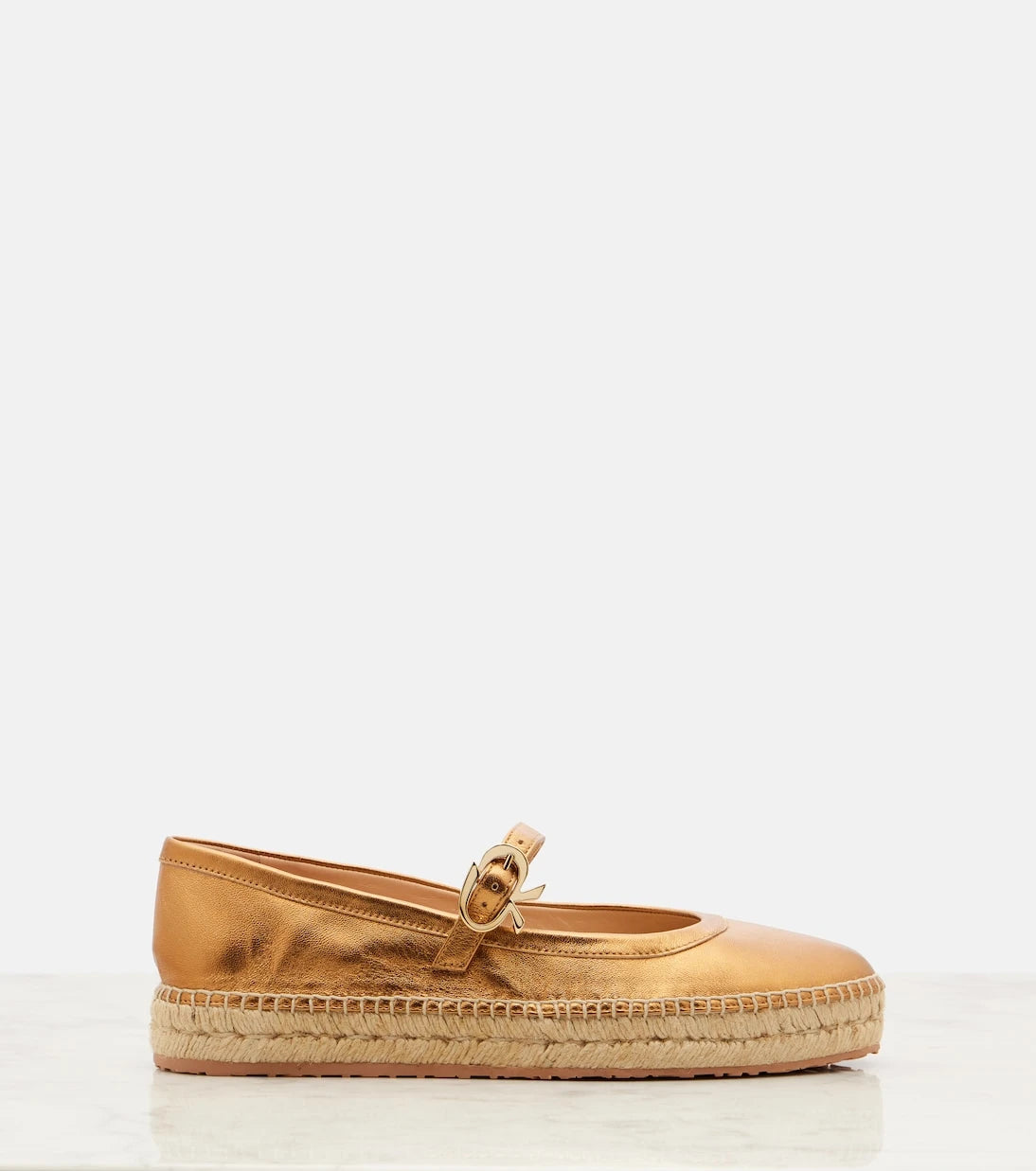 Gianvito Rossi - Elda metallic leather espadrilles
