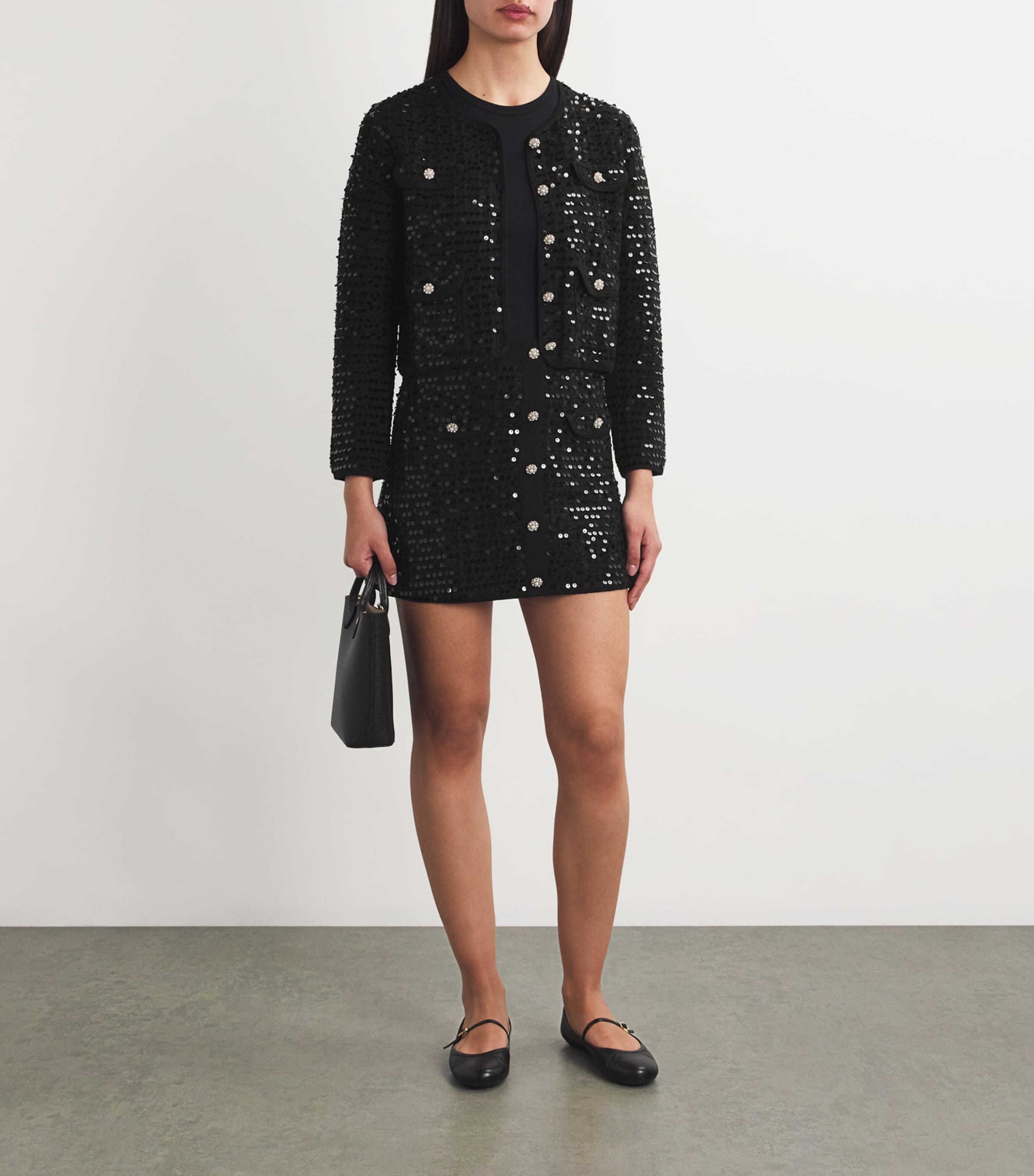 Sequinned Cardigan BLACK