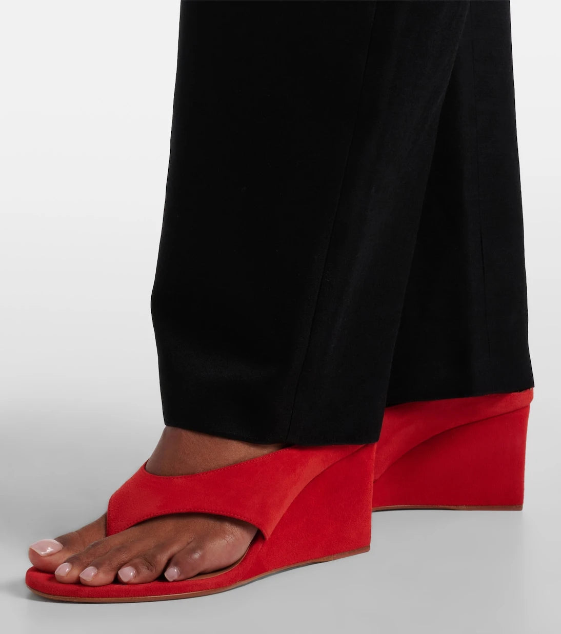 Alaïa - Cube suede wedge thong sandals