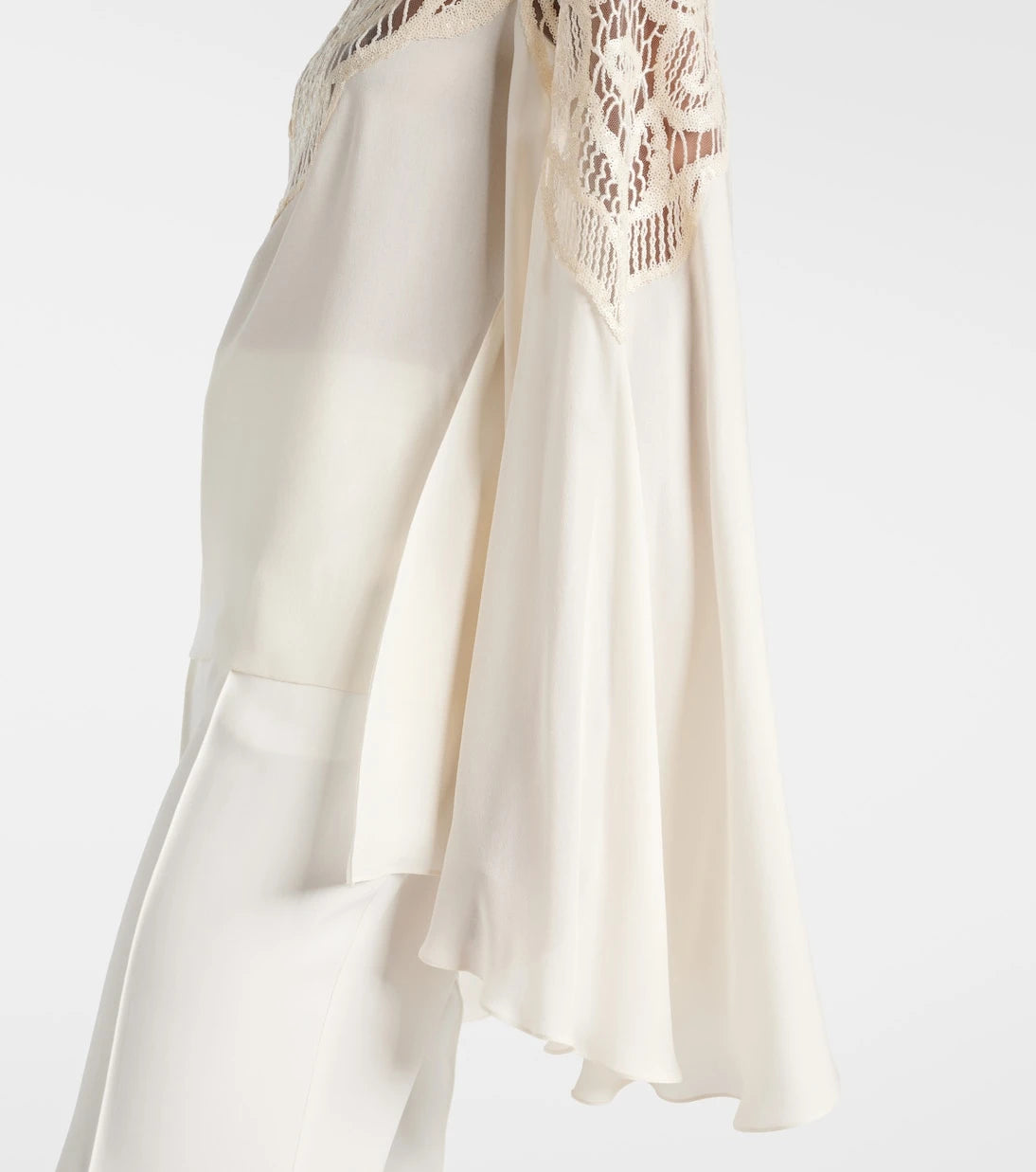 Elie Saab - Lace-trimmed tie-neck georgette blouse