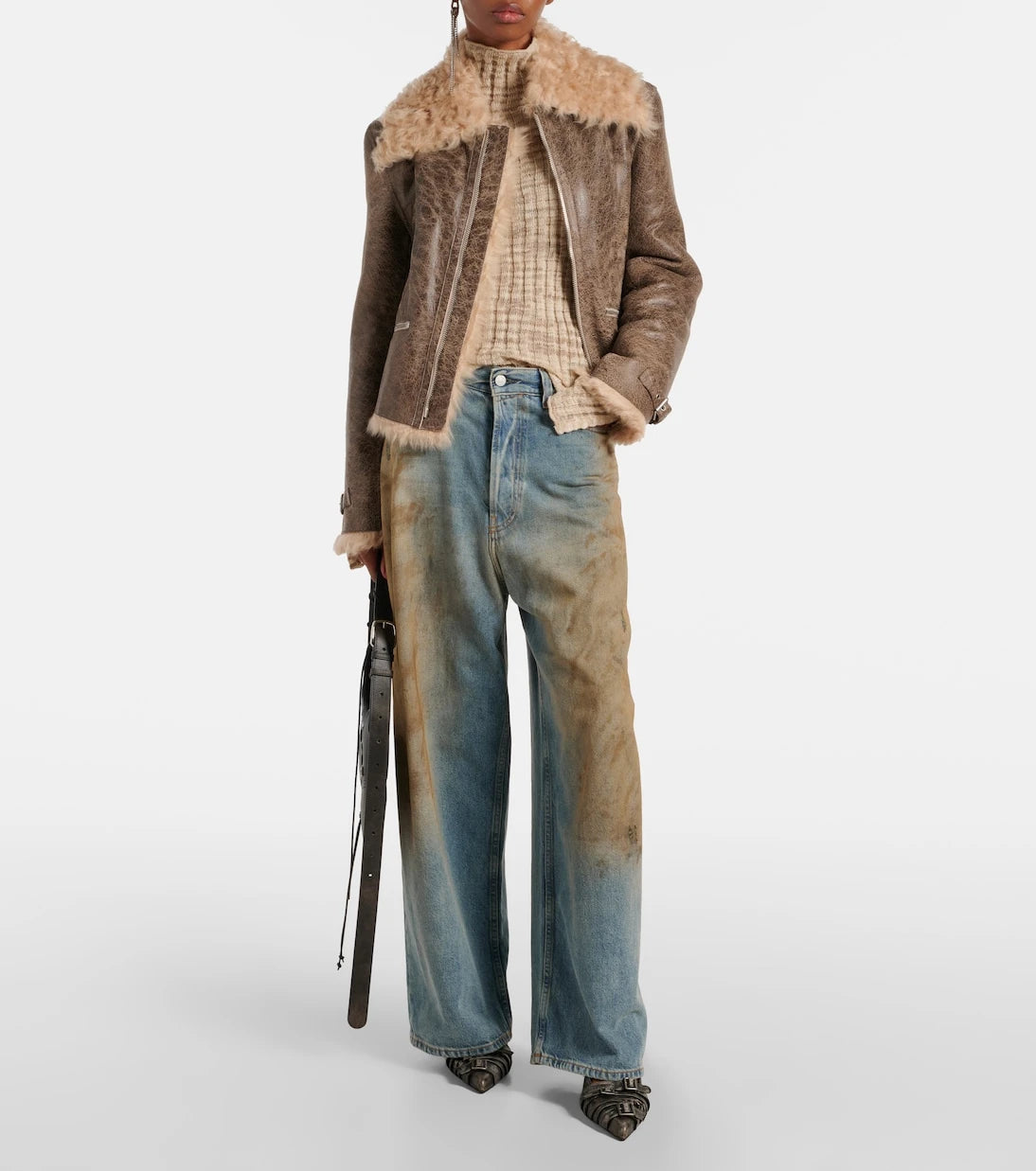 Acne Studios - Shearling-trimmed leather jacket