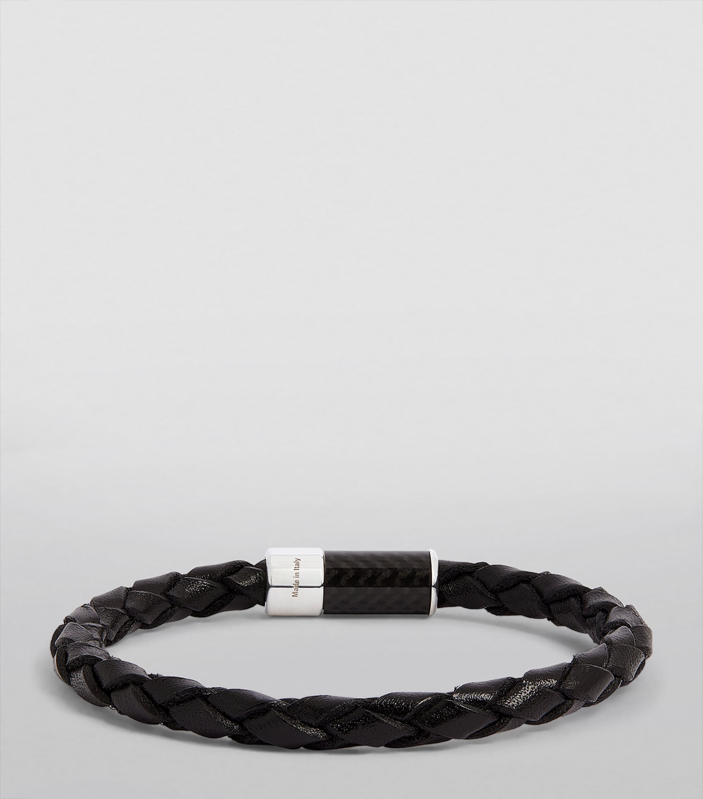Leather Carbon Pop Braided Bracelet