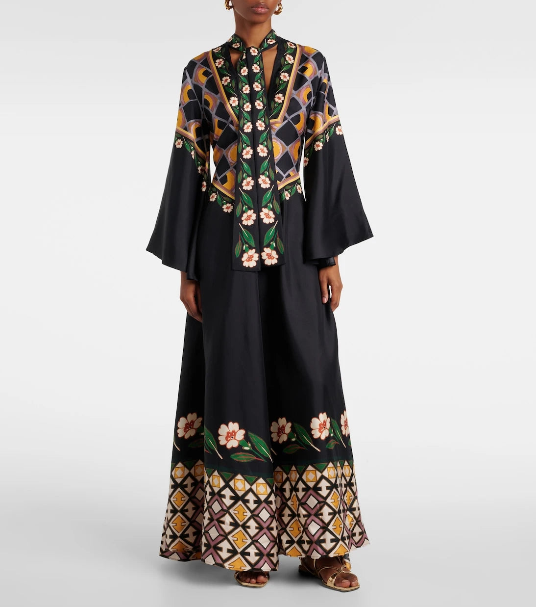 La DoubleJ - Magnifico printed silk twill maxi dress