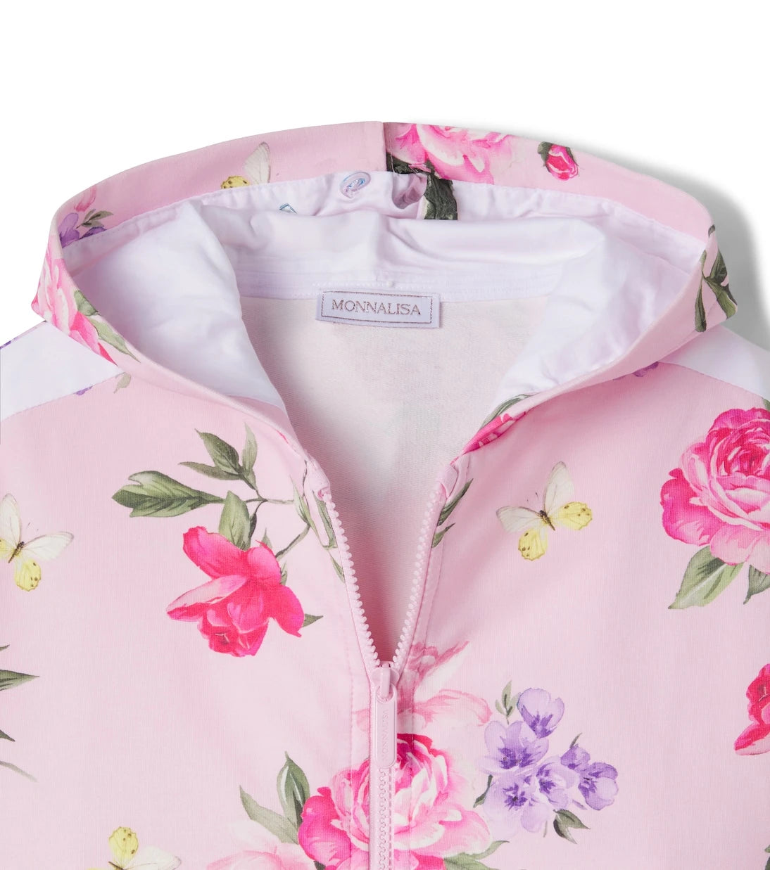 Monnalisa - Floral cotton-blend zip-up hoodie