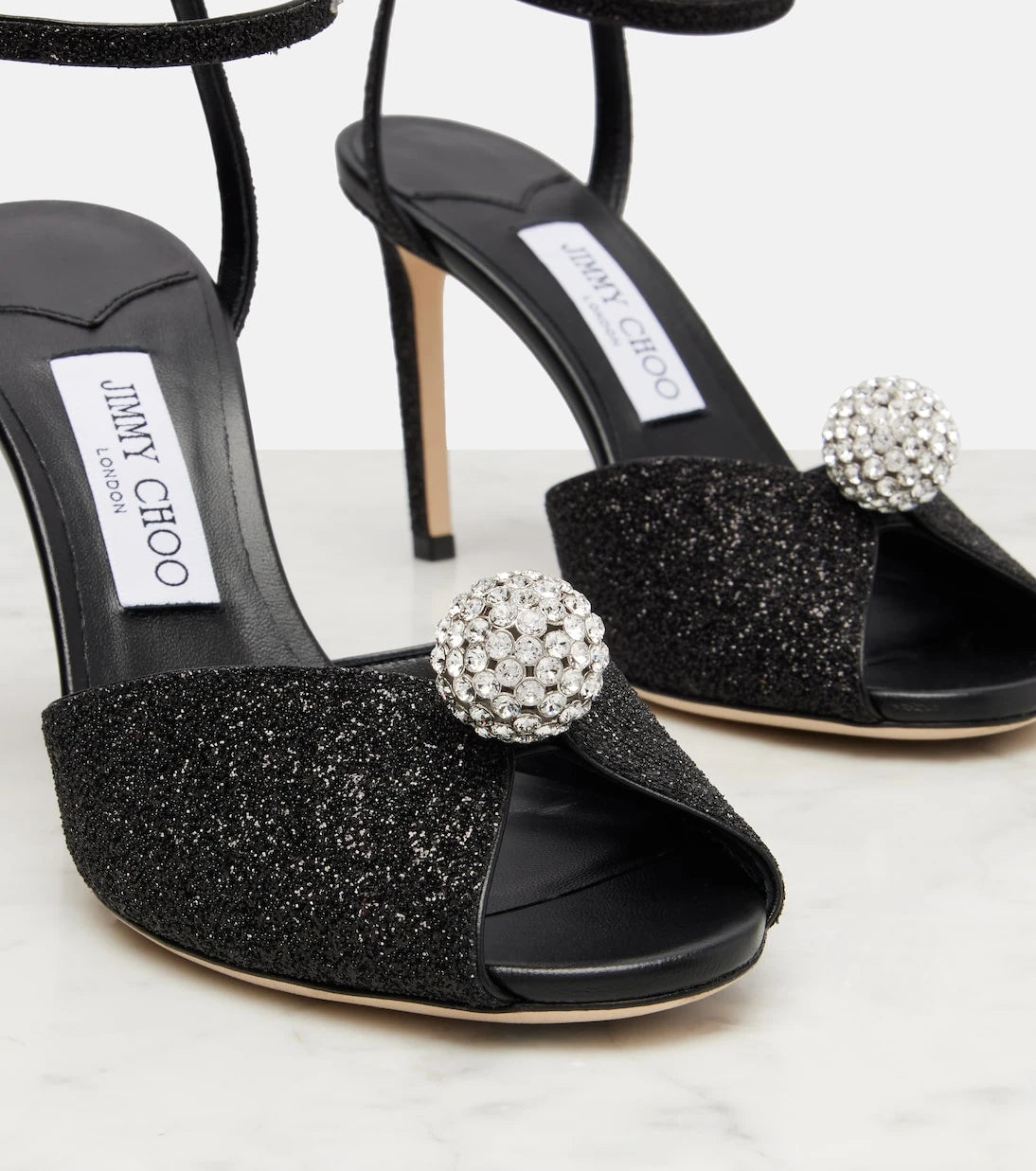Jimmy Choo - Sacora 85 glitter peep-toe sandals