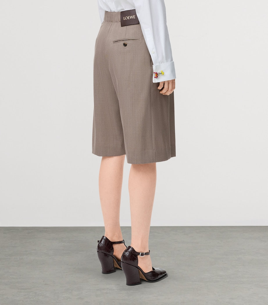 Nude Wool Buckled Shorts