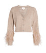 Cinq A Sept Beige Feather-Trim Bria Cardigan