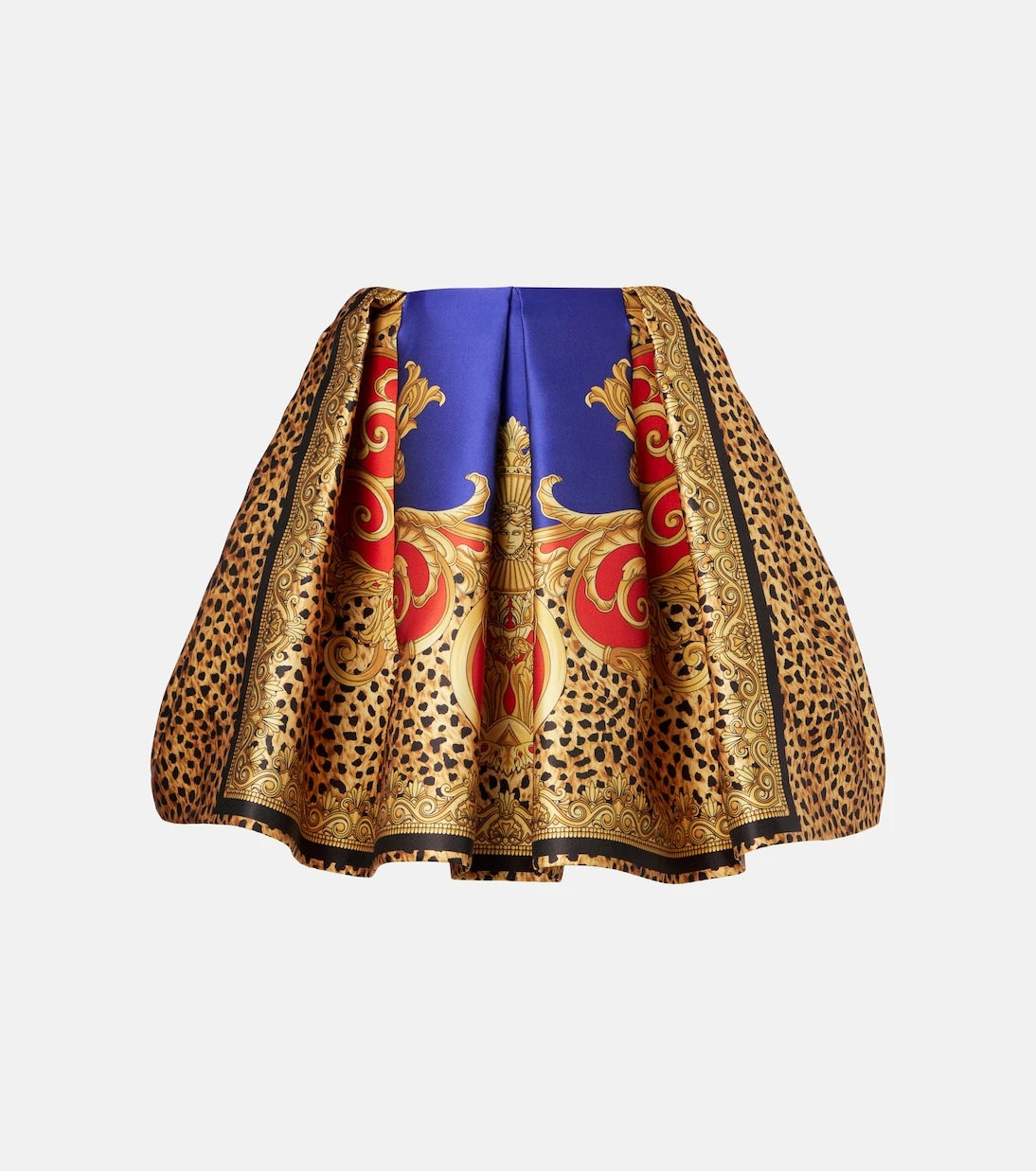 Versace - Pleated printed satin miniskirt