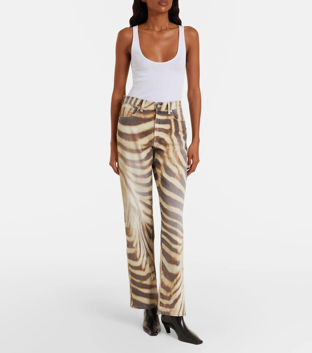 7 For All Mankind - Stovepipe zebra-print straight jeans