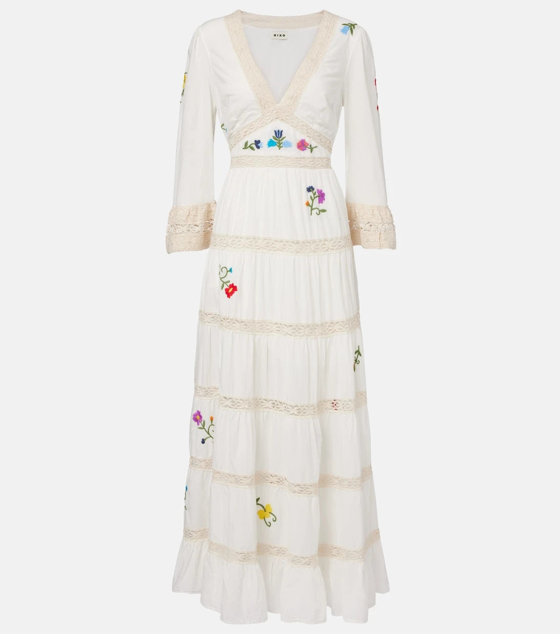 Rixo - Regine embroidered tiered cotton maxi dress
