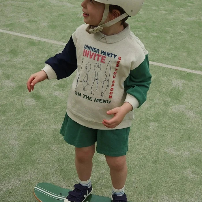 Konges Sløjd SPOTTY LS POLO GOTS Çocuk Pamuklu Sweatshirt