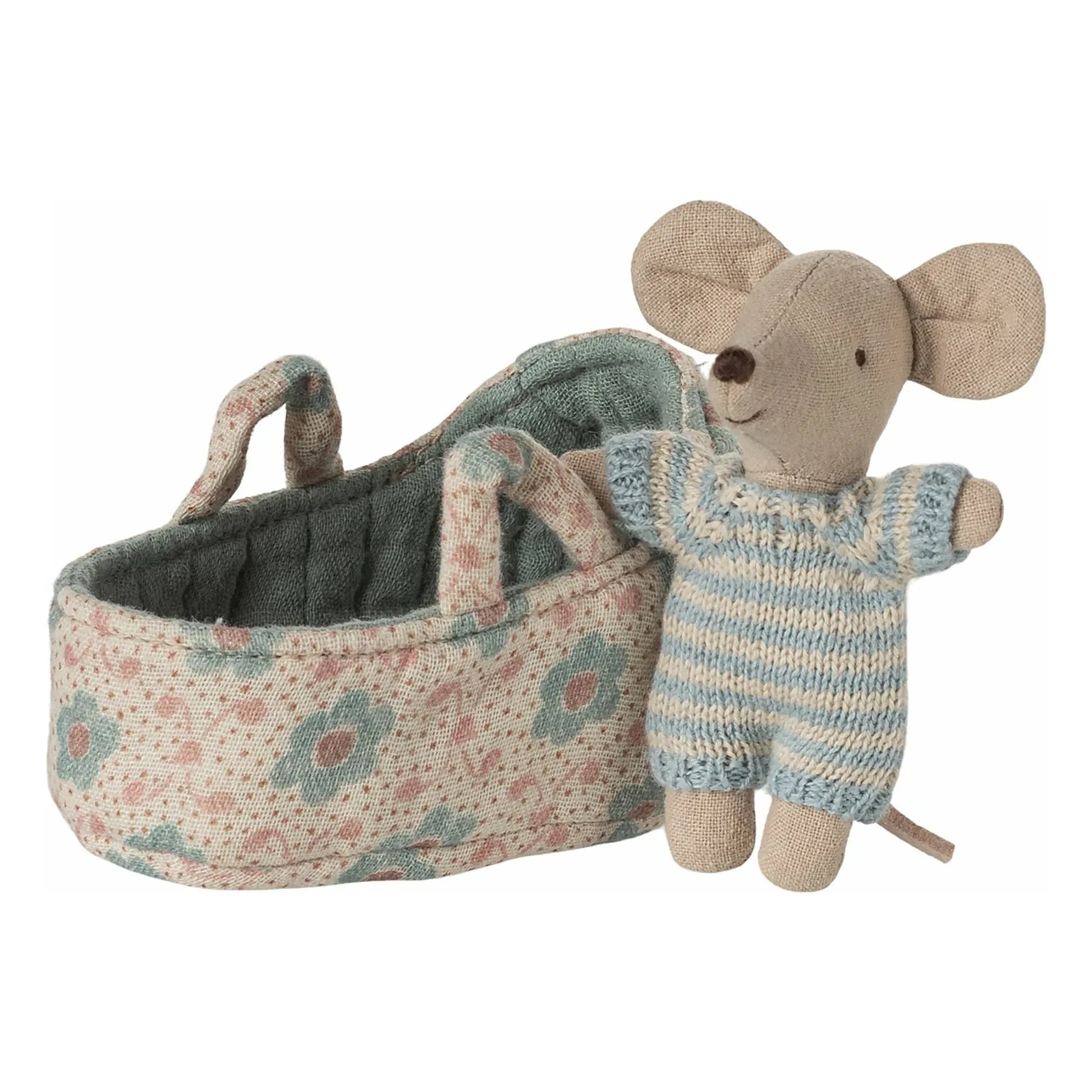 Maileg - Baby mouse in its bassinet | Blue