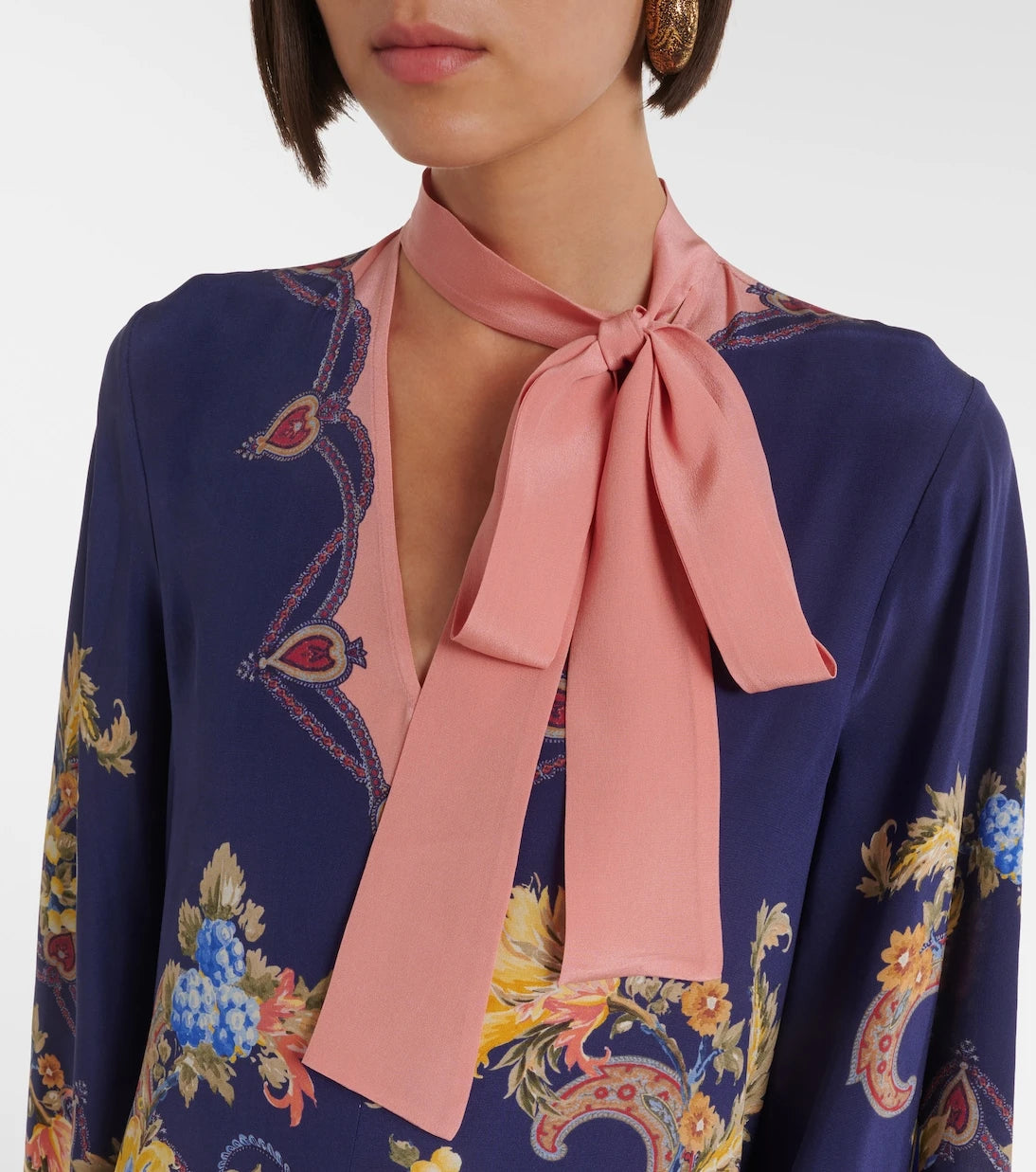Etro - Paisley tie-neck silk maxi dress