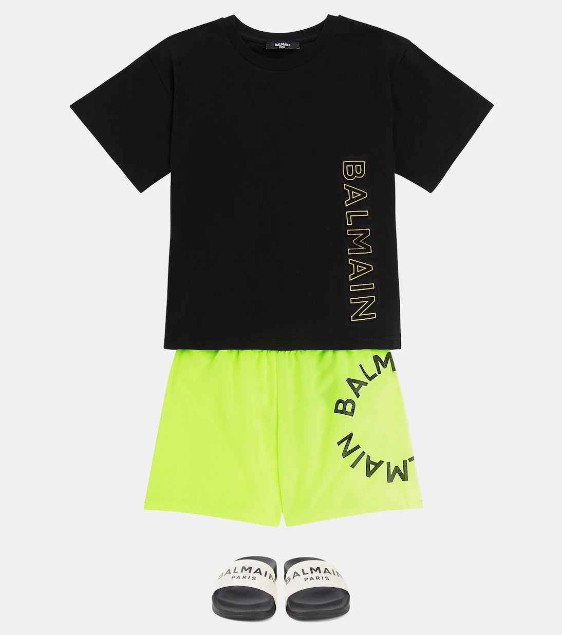 Balmain Kids - تي شيرت من القطن الجيرسيه المطبوع