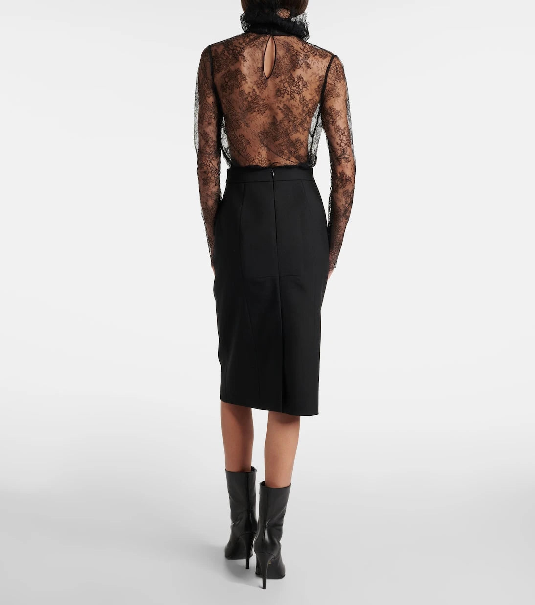McQueen - High-rise wool gabardine pencil skirt