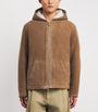 Yves Salomon Beige Shearling Reversible Hooded Jacket