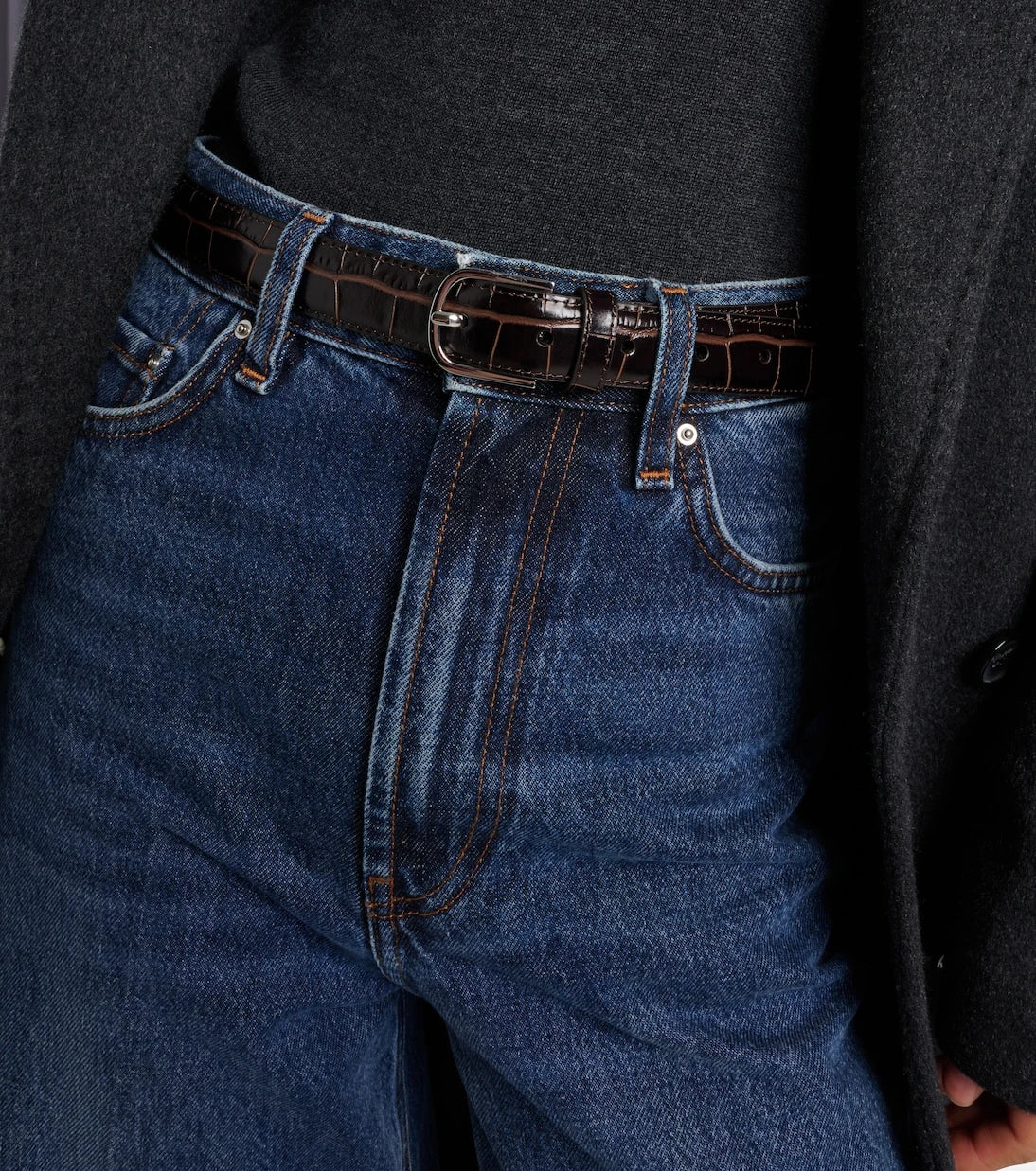 Toteme - Slim croc-effect leather belt