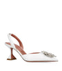 White Leather Begum Slingback Pumps 70