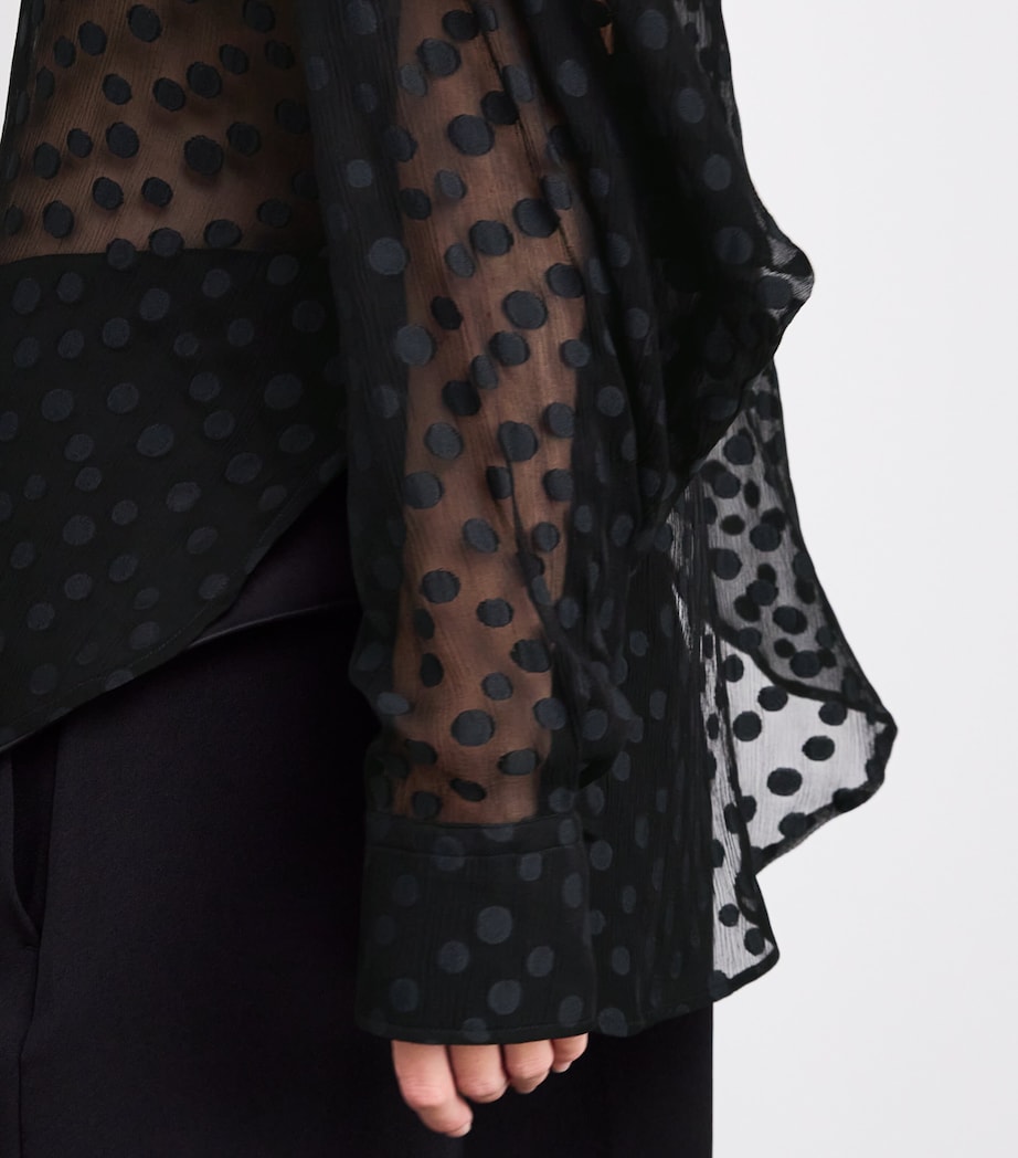 Stella McCartney Black Organic Silk-Blend Polka-Dot Blouse