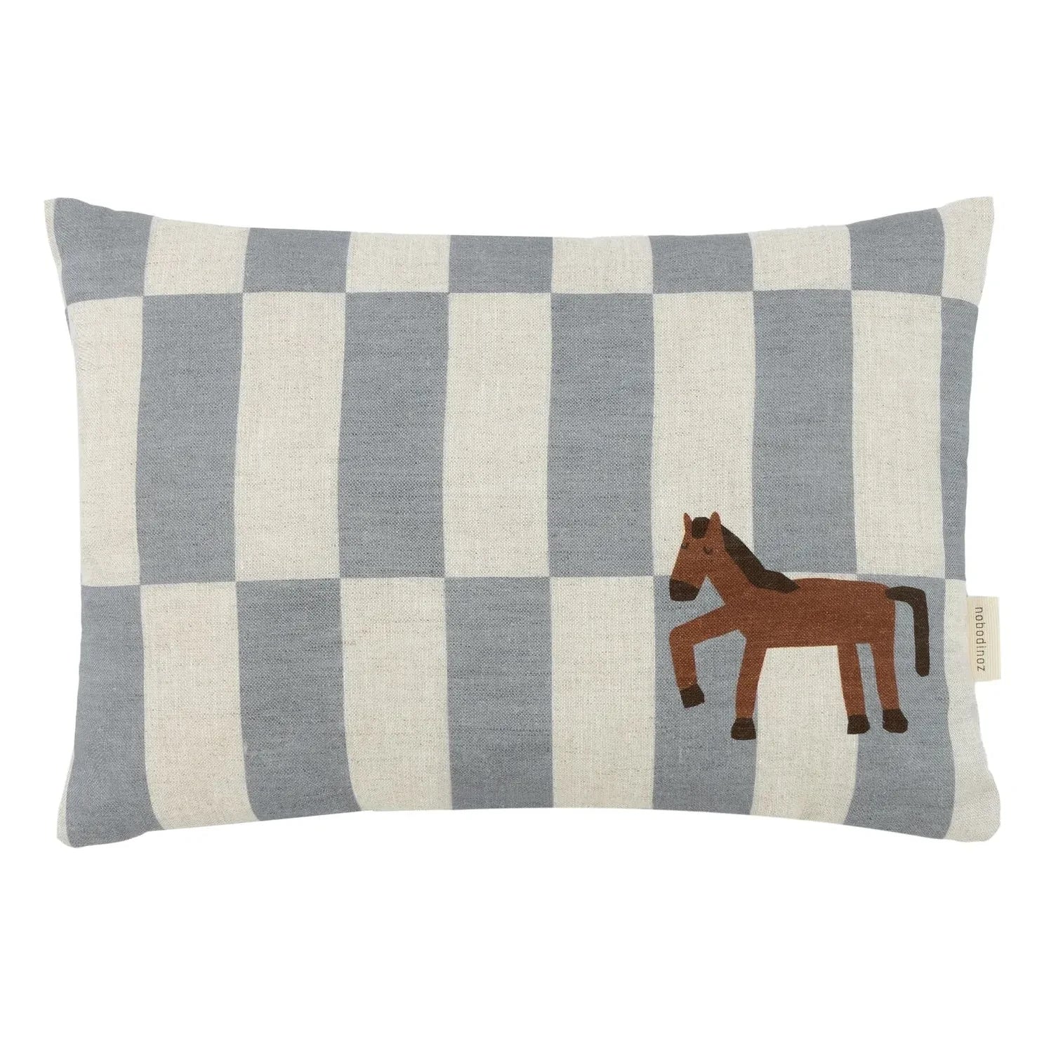 Nobodinoz - Cheval Vibes rectangular cushion - French linen | Blue