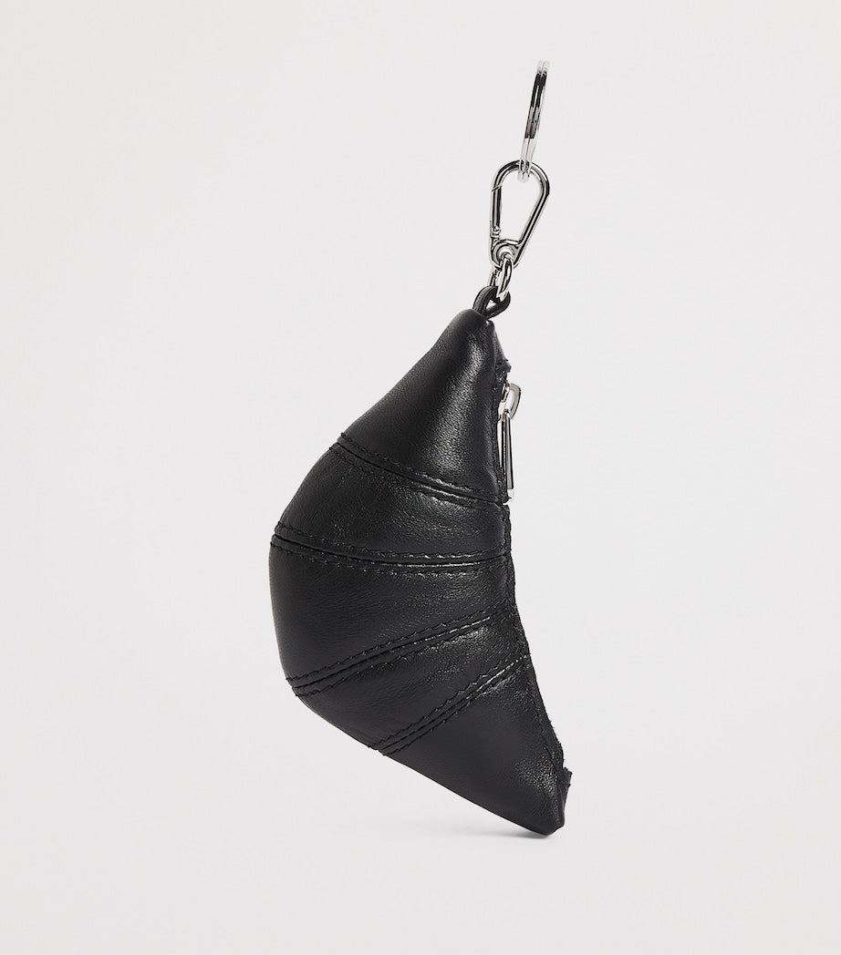 Black Nappa Leather Croissant Keyring