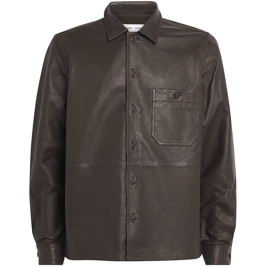 Leather Saruffo Overshirt TURKISH COFFEE