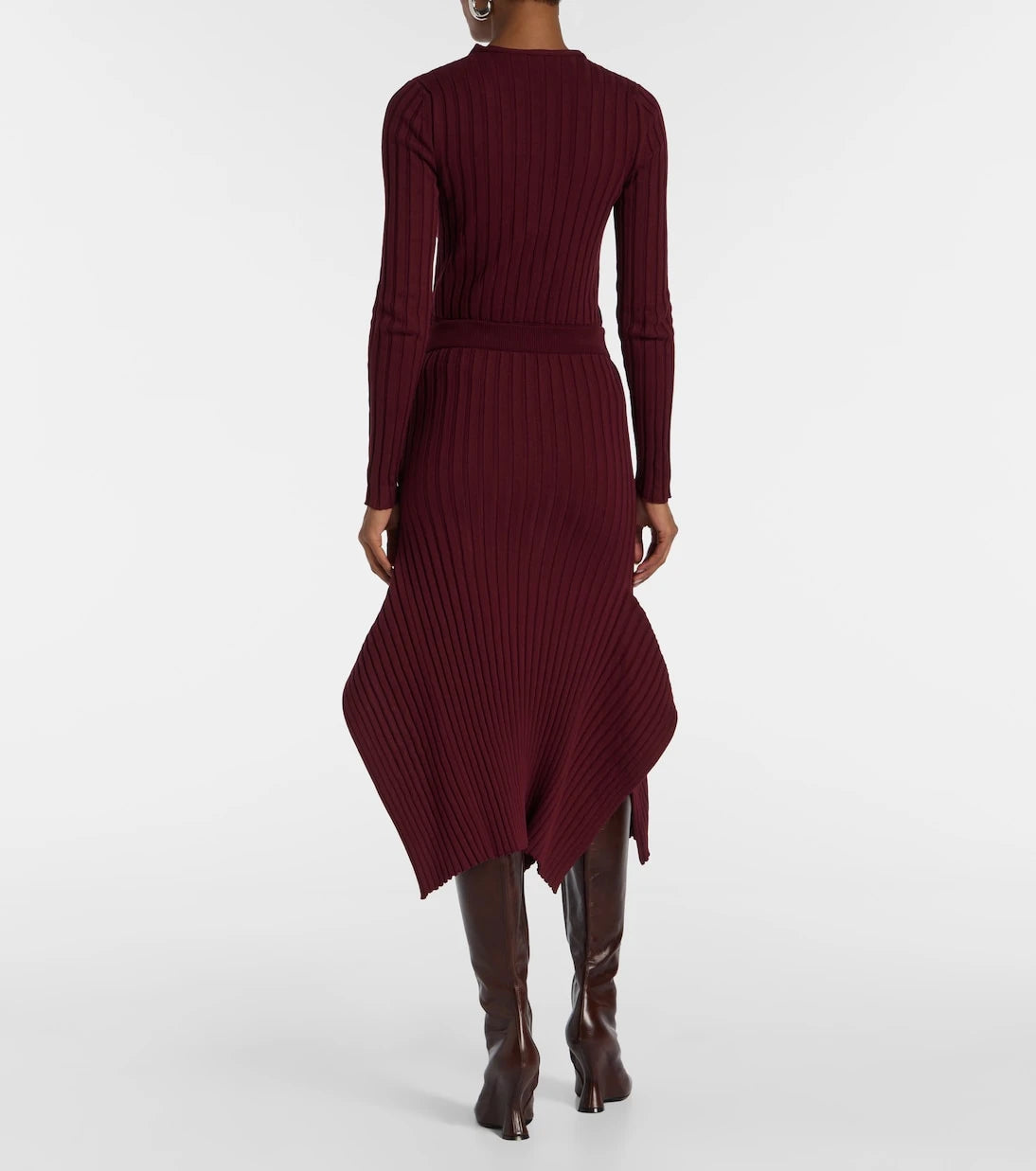 Stella McCartney - Asymmetric ribbed-knit midi skirt