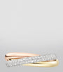 Small White, Yellow, Rose Gold and Diamond Trinity Ring