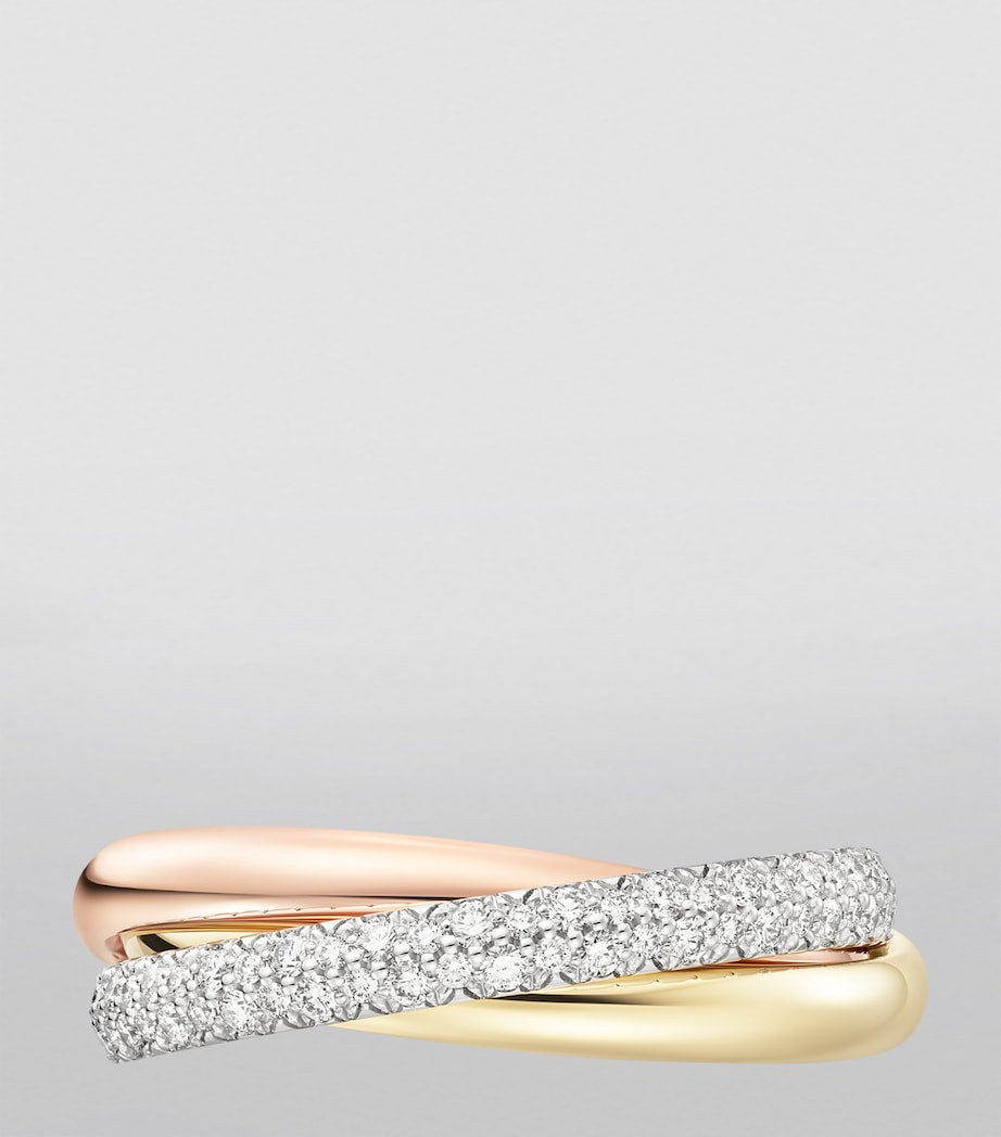 Small White, Yellow, Rose Gold and Diamond Trinity Ring