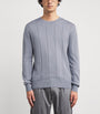 Eleventy Blue Cotton-Cashmere Ribbed Sweater