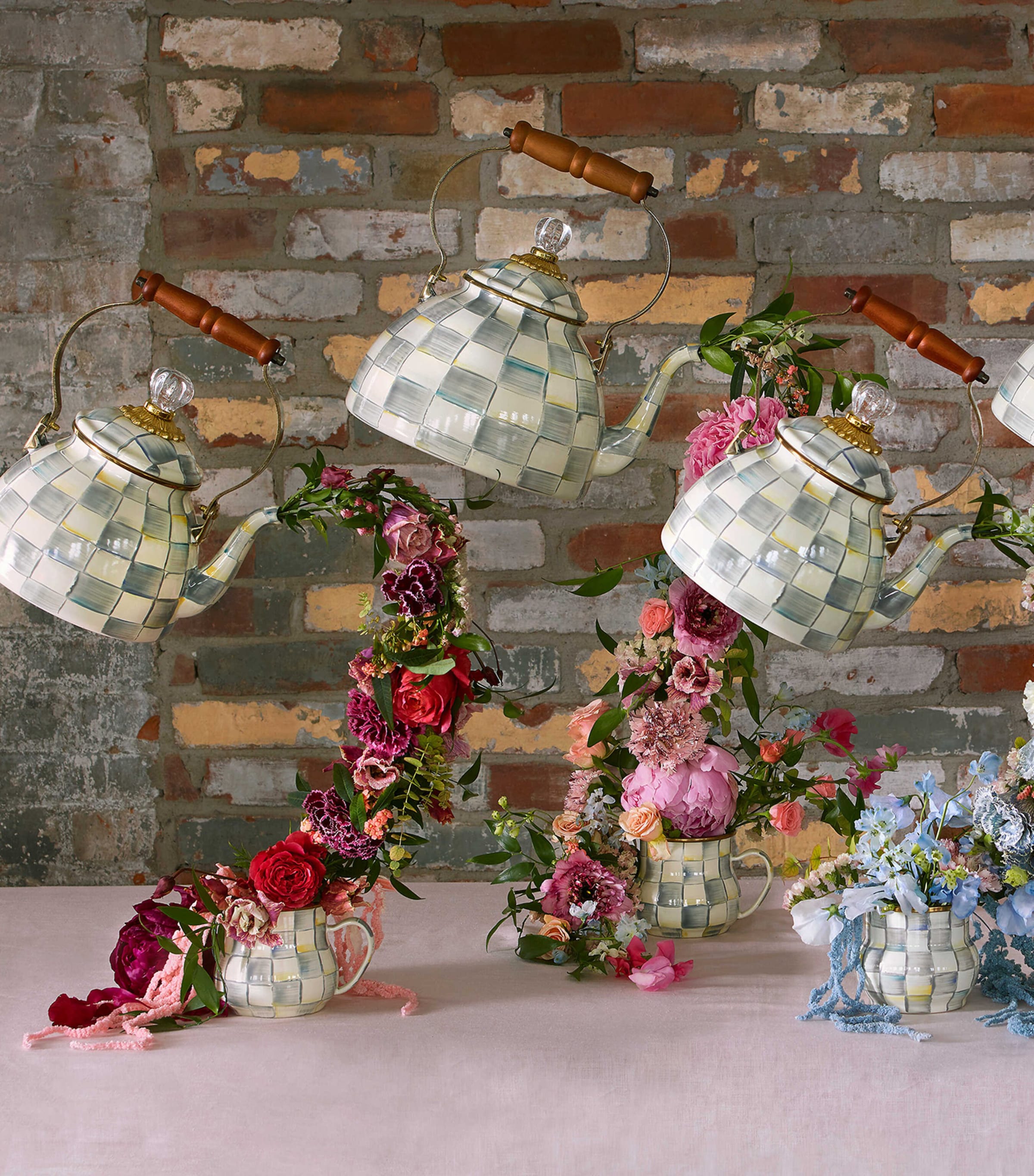 MacKenzie-Childs Sterling Check 2-Quart Tea Kettle