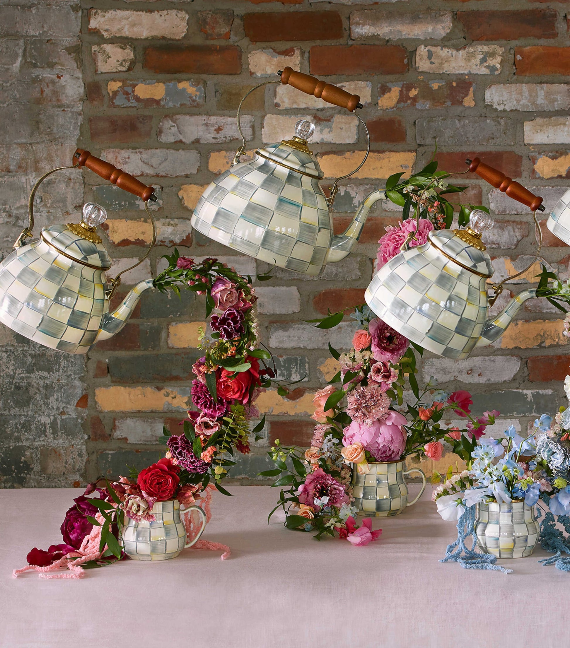 MacKenzie-Childs Sterling Check 2-Quart Tea Kettle