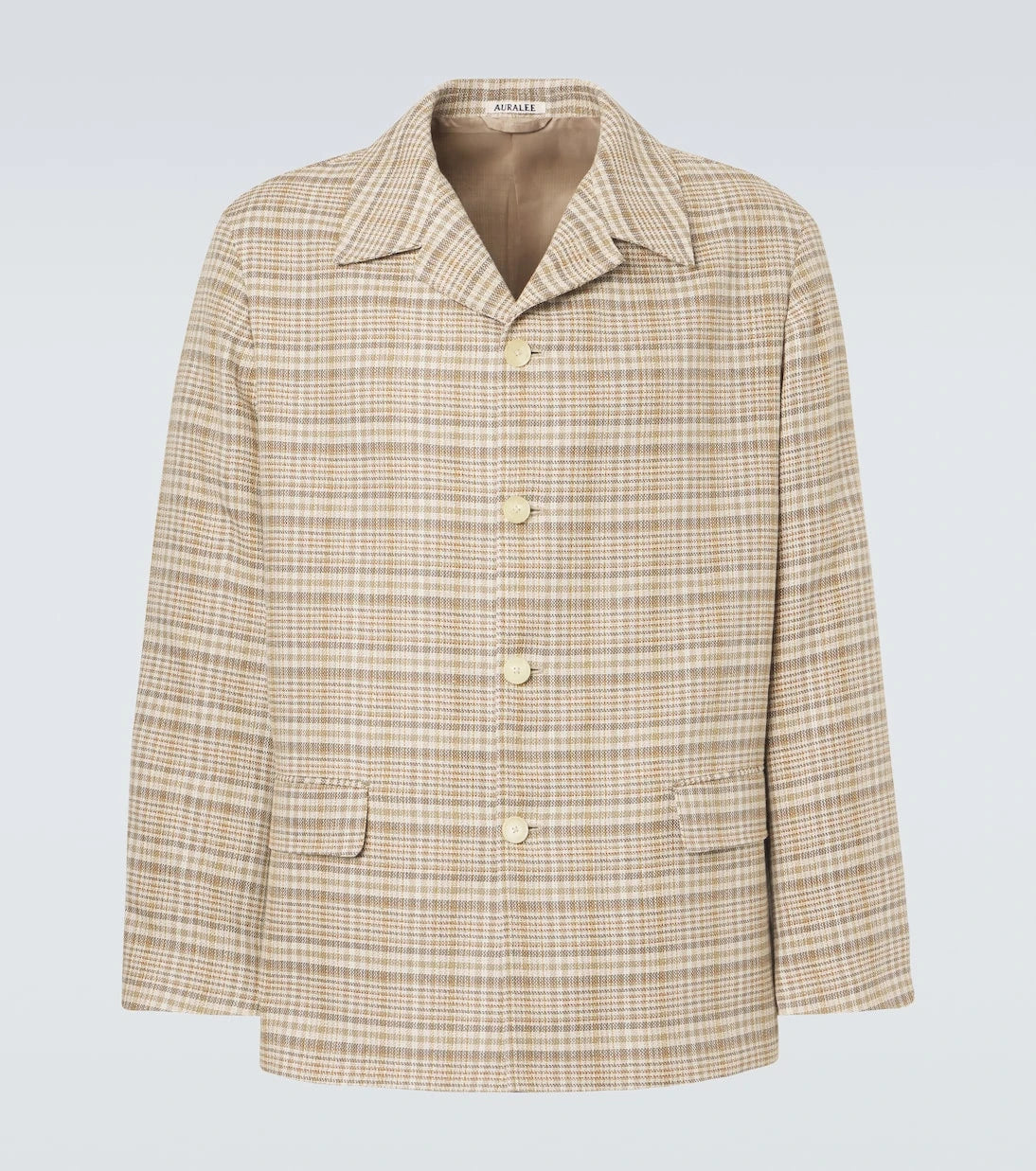 Auralee - Checked silk and linen tweed jacket