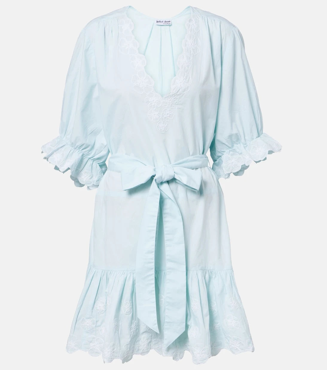 Juliet Dunn - Embroidered cotton poplin minidress