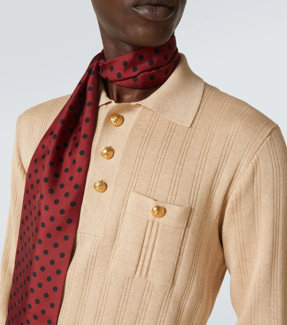 Valentino - Ribbed-knit cotton polo sweater