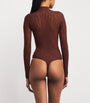 Wolford Burgundy Reptile Net Bodysuit