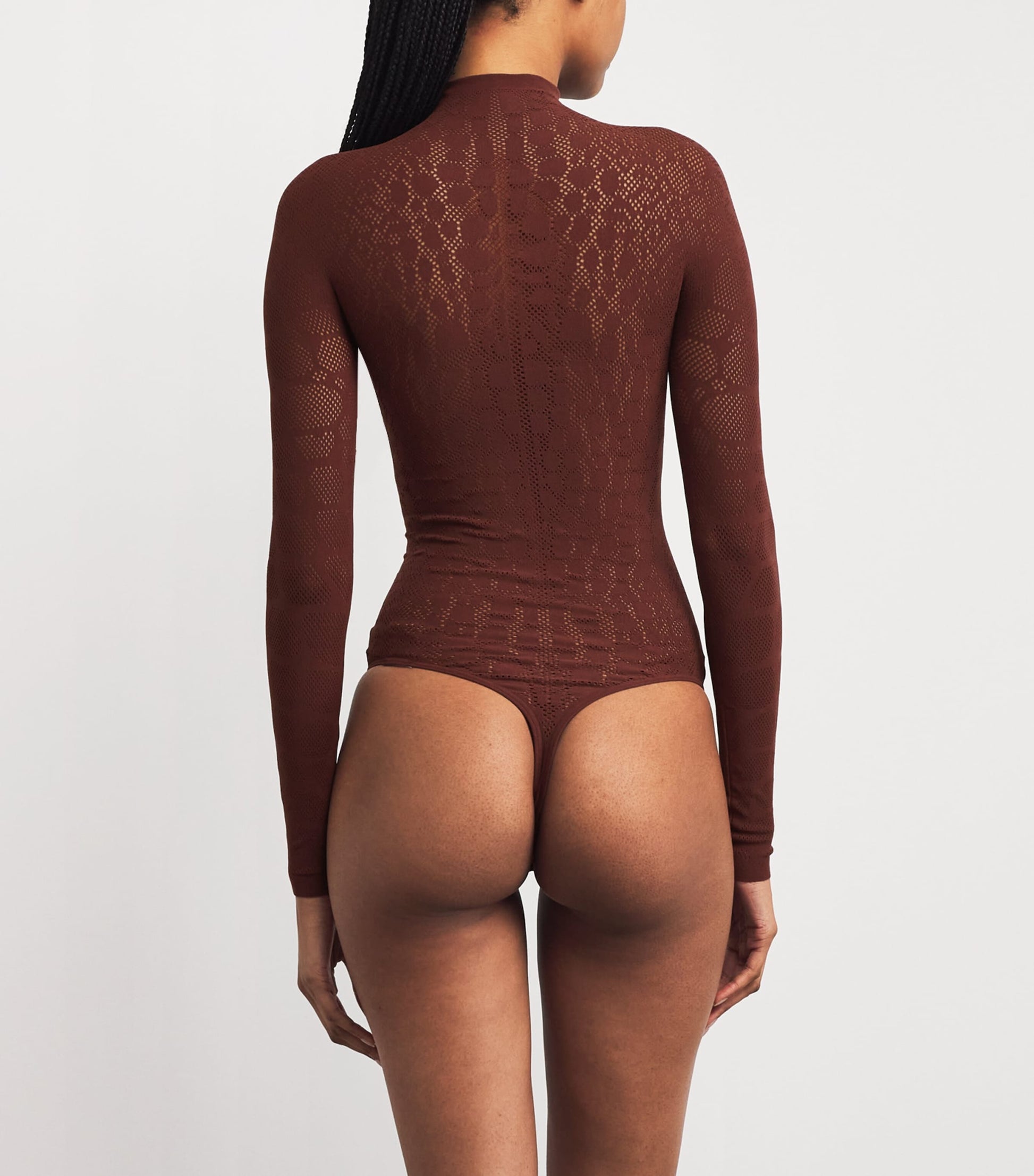 Wolford Burgundy Reptile Net Bodysuit