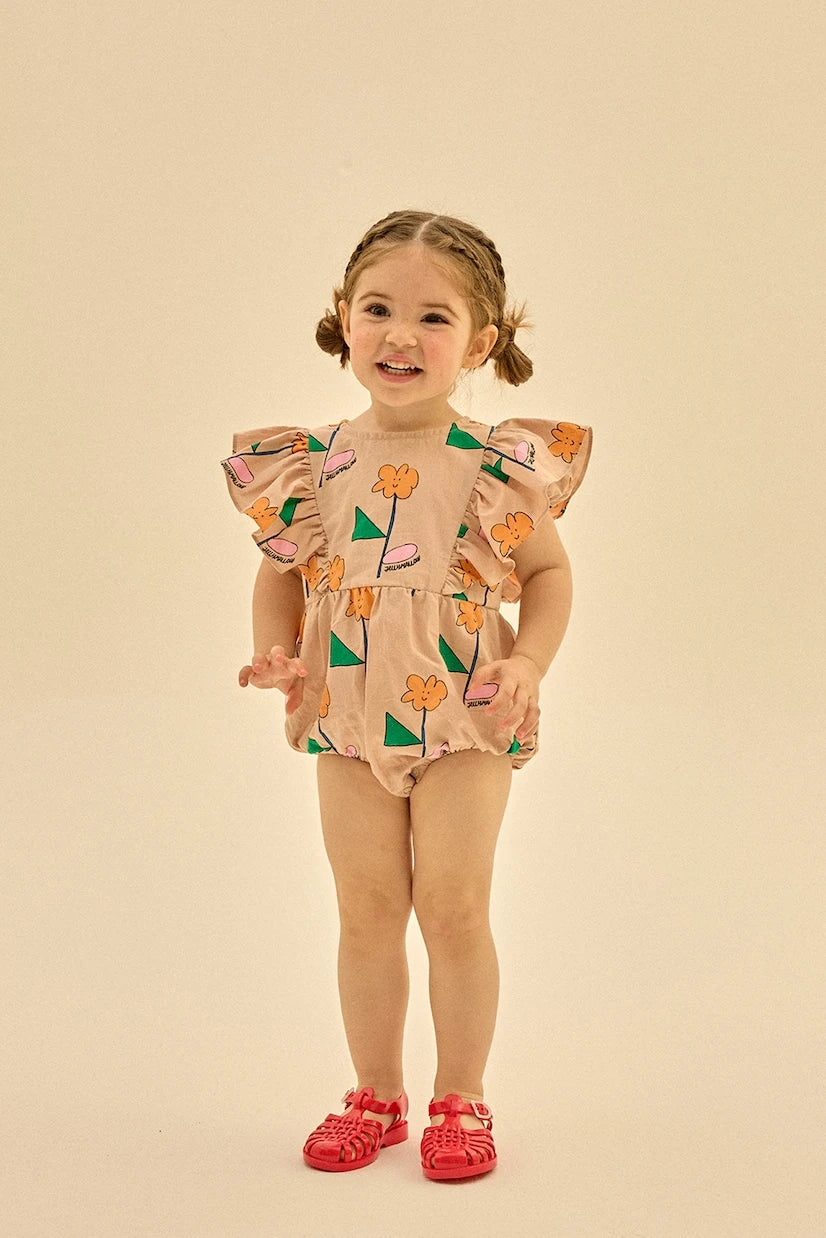 Jellymallow - Baby Orange Flower cotton bodysuit