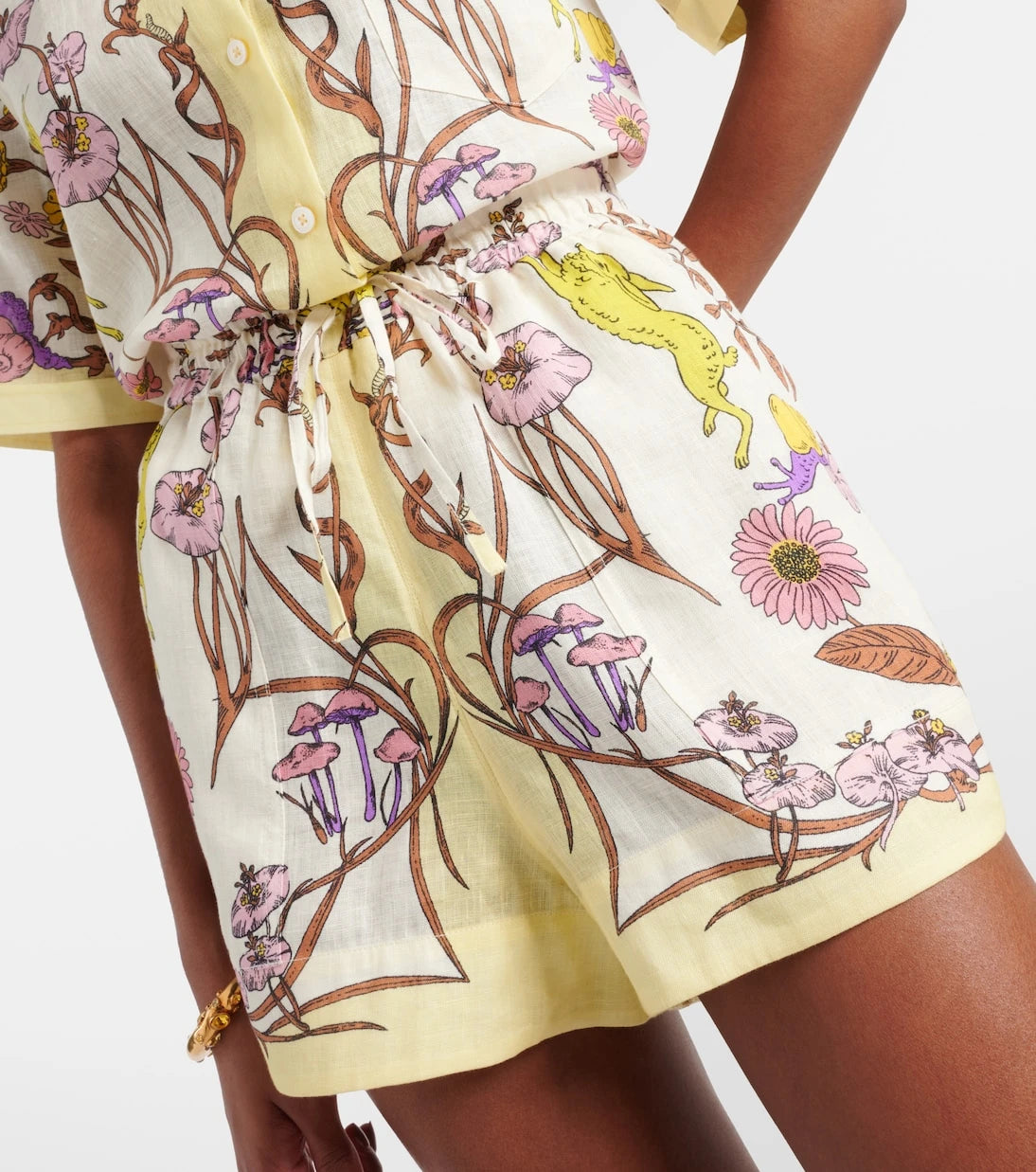 Tory Burch - Floral high-rise linen shorts