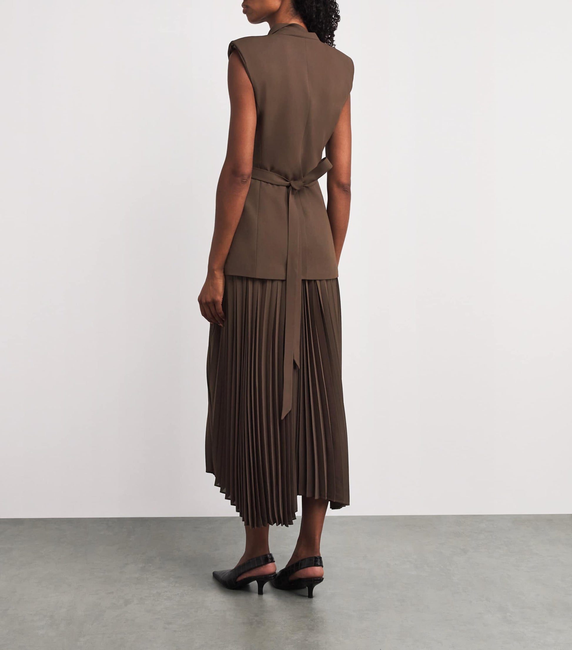 Pleated Blazer Helena Midi Dress COCOA