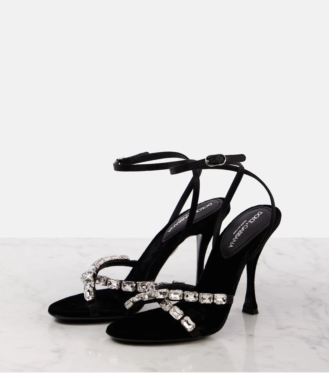 Dolce&Gabbana - Crystal-embellished satin sandals