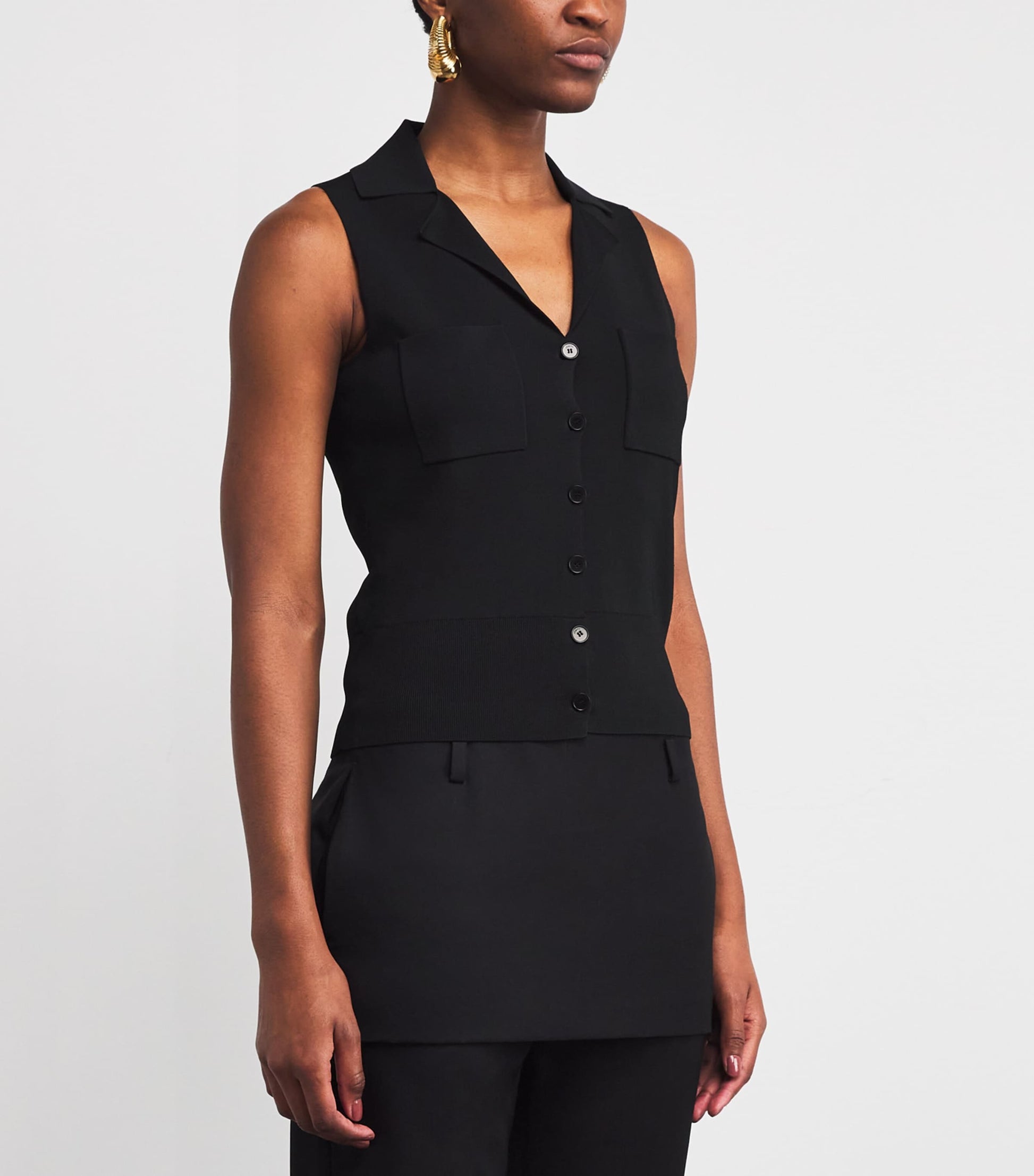 Joseph Milano Knit Stretch Waistcoat Black